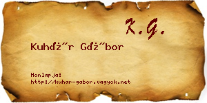 Kuhár Gábor névjegykártya